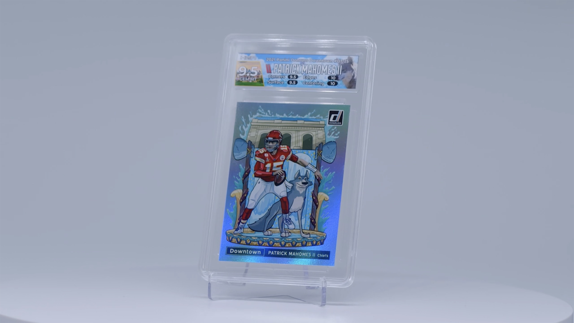 Graded baseball card in protective display case